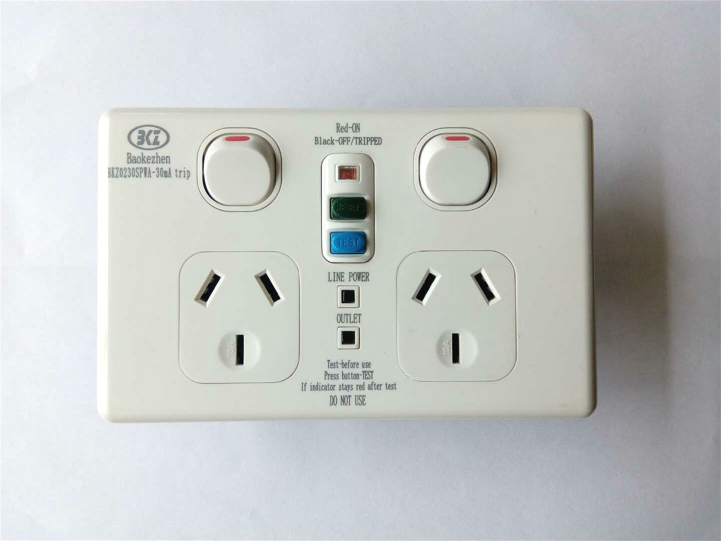 Twin RCD Plastic Socket Switched